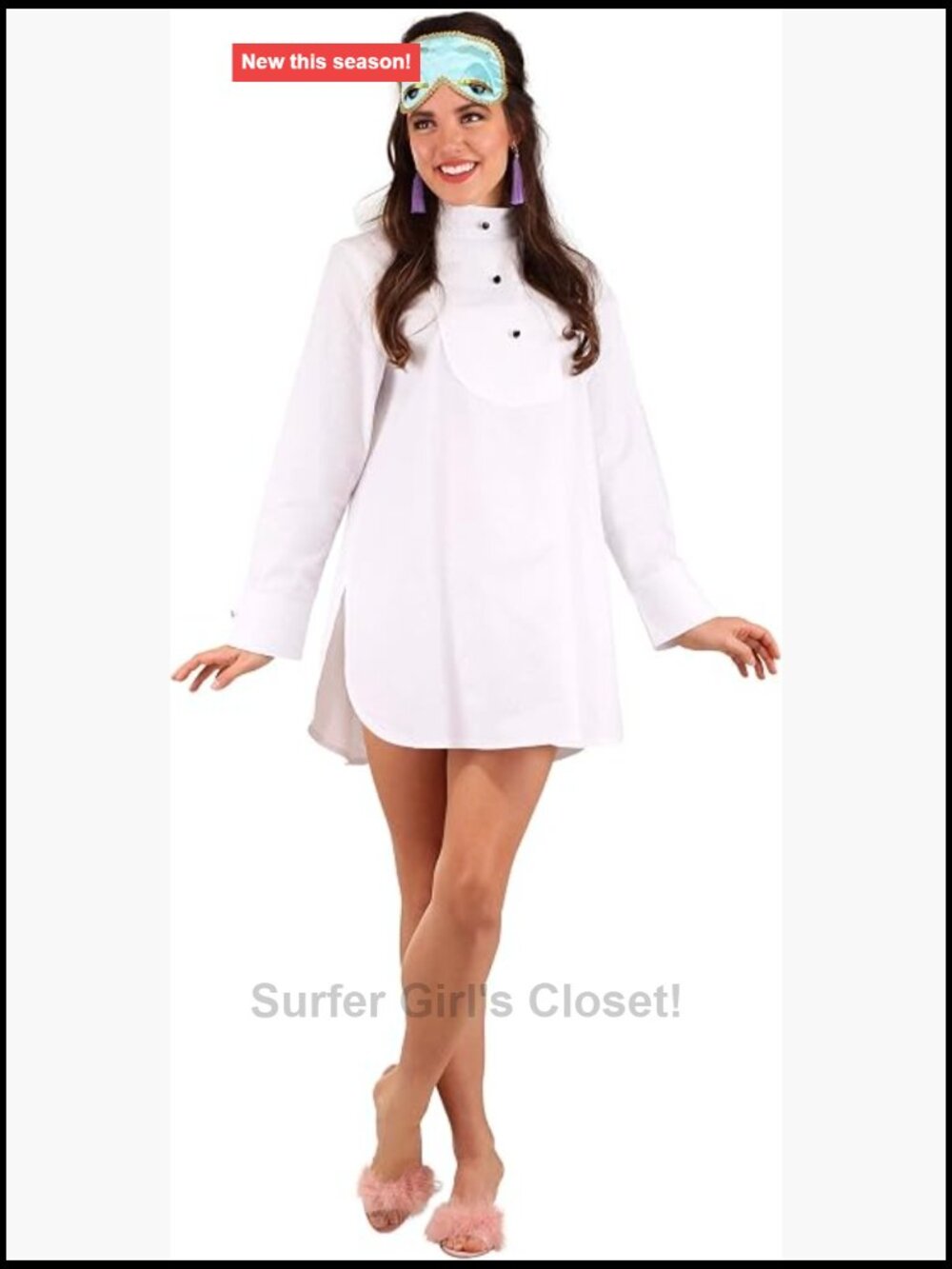 Fun Costumes Breakfast at Tiffany's Pajama Costume Set with Eye Mask & Earrings